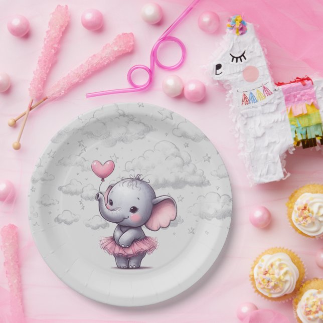 Elephant Baby Shower Paper Plates (Party)