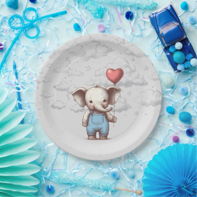 Elephant Baby Shower Paper Plates (Party)