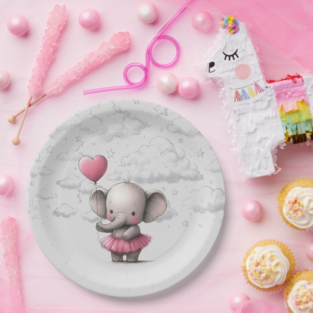 Elephant Baby Shower Paper Plates (Party)