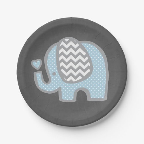 Elephant Baby Shower Paper Plates for Boy