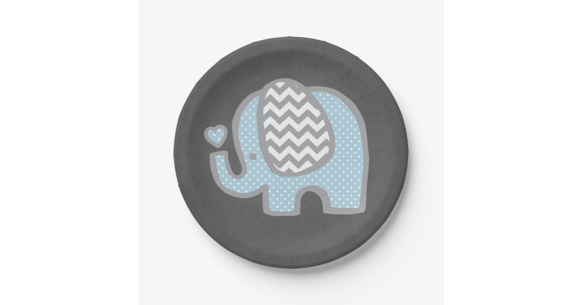 Elephant Baby Shower Paper Plates for Boy | Zazzle