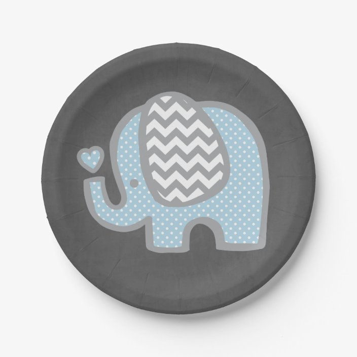 Elephant Baby Shower Paper Plates for Boy | Zazzle.com