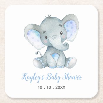 Elephant Baby Shower Personalised Coaster by CallaChic at Zazzle