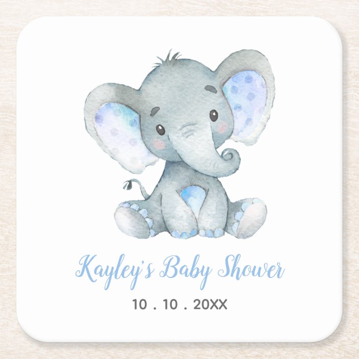 elephant baby shower personalised coaster  zazzle