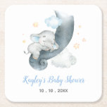 Elephant Baby Shower Personalised (elephant Cloud) Square Paper Coaster at Zazzle