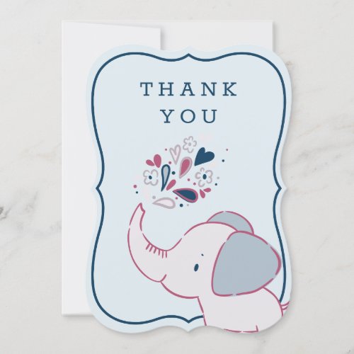 Elephant Baby Shower Pink  Blue Thank You Cards