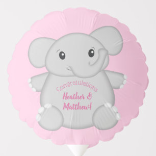 Elephant Baby Shower Pink Safari Girl Balloon