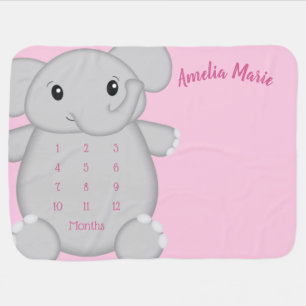 Elephant Baby Shower Pink Safari Girl Blanket