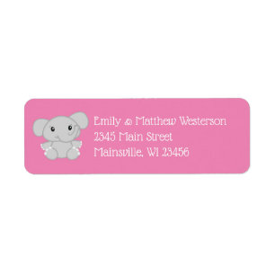 Elephant Baby Shower Pink Safari Girl Label