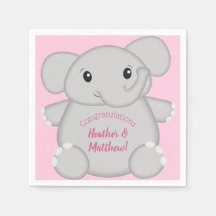 Elephant Baby Shower Pink Safari Girl Napkins