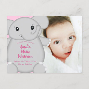 Elephant Baby Shower Pink Safari Girl Postcard
