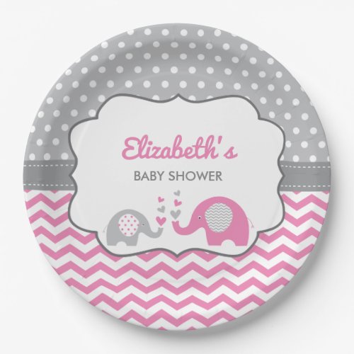 Elephant Baby Shower Plate EDITABLE COLOR Paper Plates