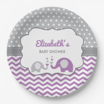 Elephant Baby Shower Plate, EDITABLE COLOR Paper Plates