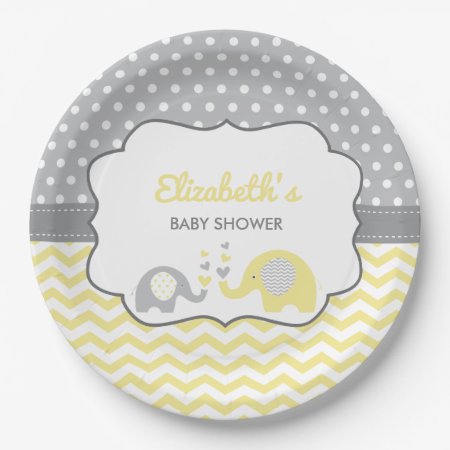 Elephant Baby Shower Plate, Editable Color Paper Plates