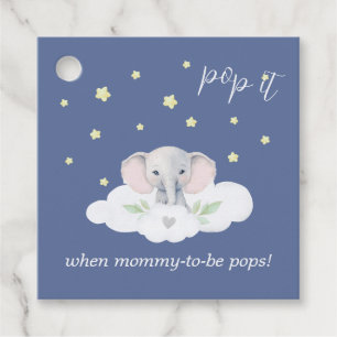 Elephant Baby Shower Pop It When Mommy Pops Blue Favor Tags