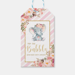 Elephant Baby Shower Pop the Bubbly Champagne Tags