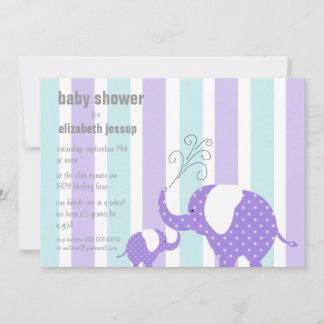 Elephant Baby Shower - Purple Invitation