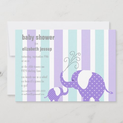 Elephant Baby Shower - Purple Invites