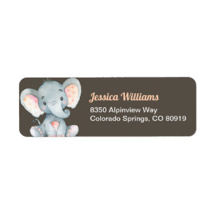Elephant Baby Shower Return Address Label