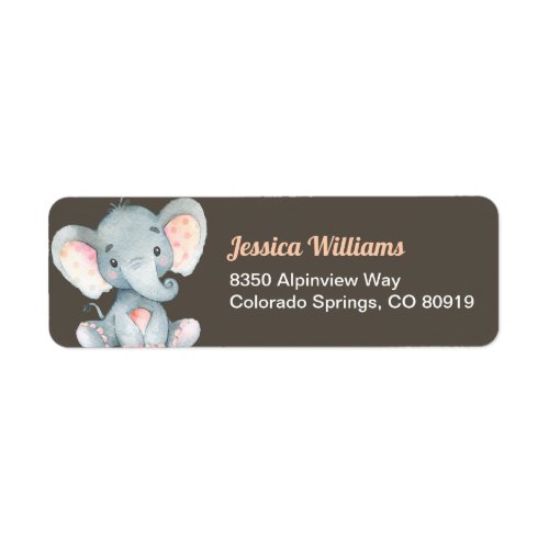 Elephant Baby Shower Return Address Label