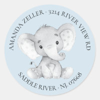 Elephant Baby Shower Return Address Label