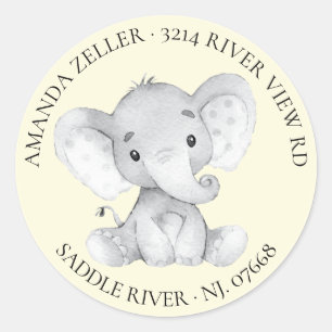 Elephant Baby Shower Return Address Label