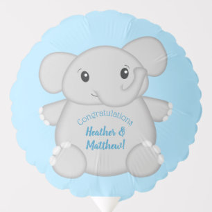 Elephant Baby Shower Safari Blue Boy Balloon