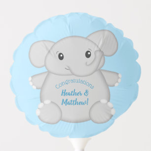 Elephant Baby Shower Safari Blue Boy Balloon