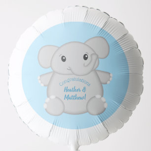 Elephant Baby Shower Safari Blue Boy Balloon