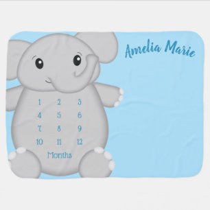Elephant Baby Shower Safari Blue Boy Blanket