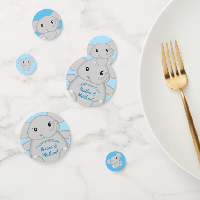 Elephant Baby Shower Safari Blue Boy Confetti (Group)