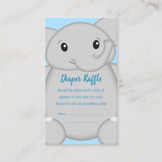 Elephant Baby Shower Safari Blue Boy Enclosure Card (Front)