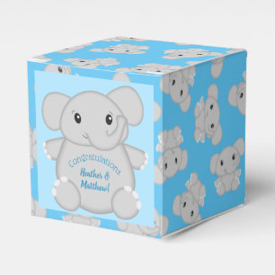 Elephant Baby Shower Safari Blue Boy Favor Boxes