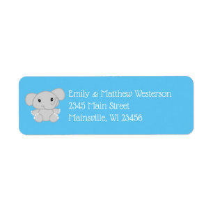 Elephant Baby Shower Safari Blue Boy Label