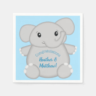 Elephant Baby Shower Safari Blue Boy Napkins