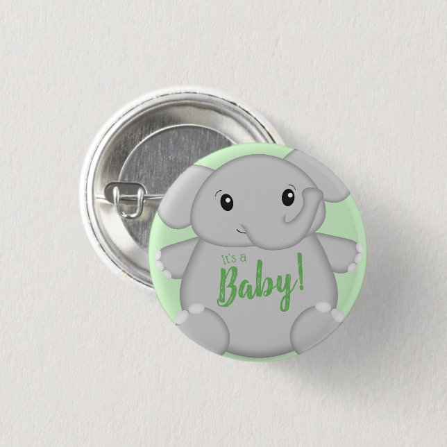 Elephant Baby Shower Safari Button (Front & Back)