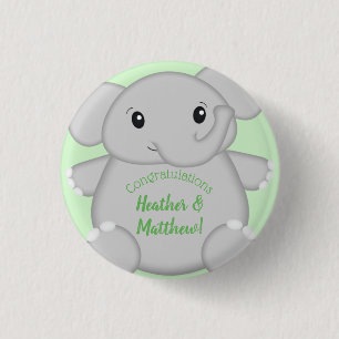 Elephant Baby Shower Safari Button