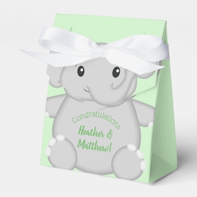 Elephant Baby Shower Safari Favor Boxes (Front Side)
