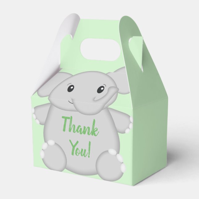 Elephant Baby Shower Safari Favor Boxes (Front Side)