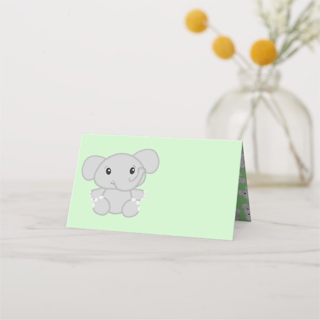Elephant Baby Shower Safari Place Card (Front)