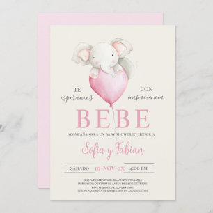Elephant Baby Shower Spanish Invitation