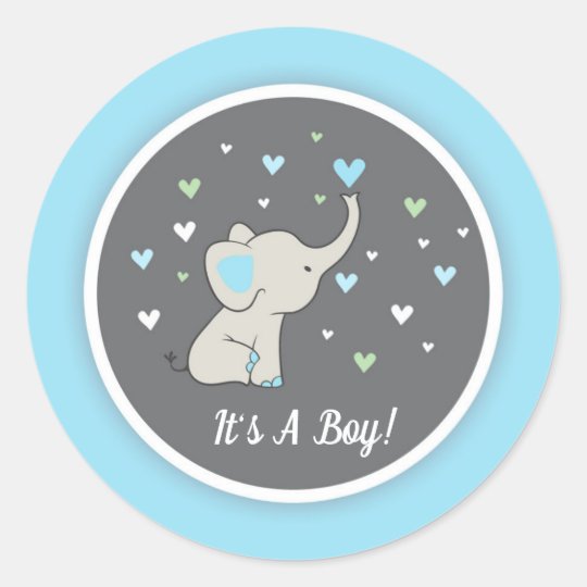Elephant Baby Shower Sticker, Elephant Sticker