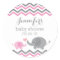 Elephant Baby Shower Stickers | Pink Gray Chevron
