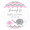 Elephant Baby Shower Stickers | Pink Gray Chevron