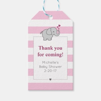 Elephant Baby Shower Tag - Girl by SipDesigns at Zazzle