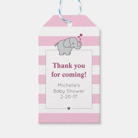 Elephant Baby Shower Tag - Girl