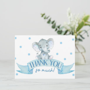 50 Elephant Boy Baby Shower Thank You Postcards 