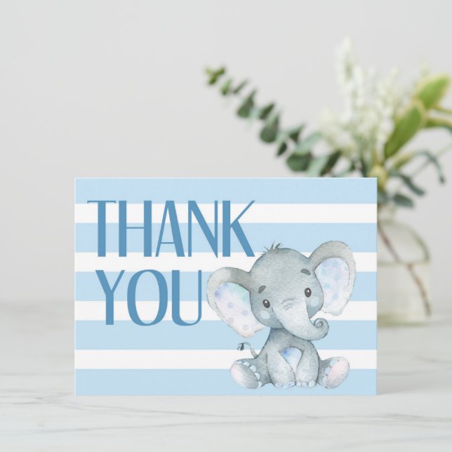 Elephant Baby Shower Thank You Card (Standing Front)