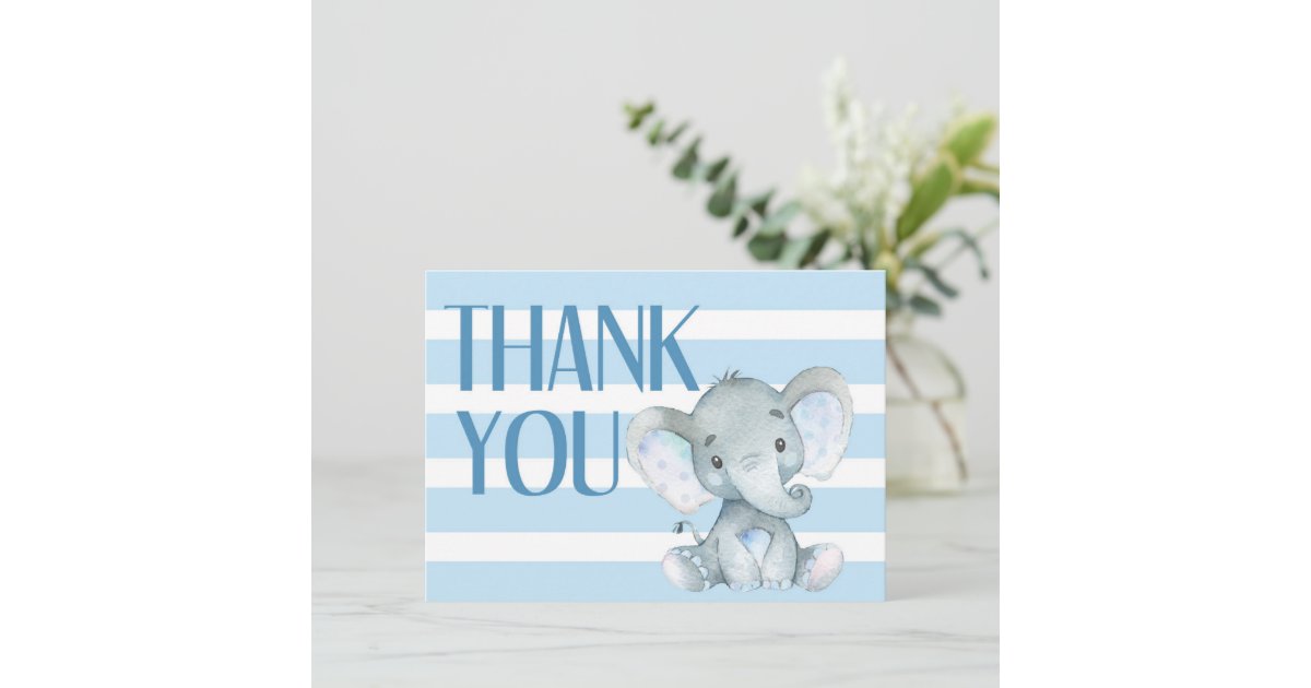 Elephant Baby Shower Thank You Card | Zazzle