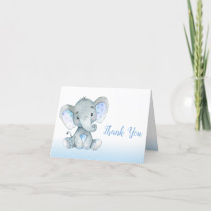 Elephant Baby Shower Thank You Cards Boy Blue